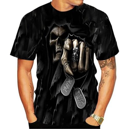 New Products Hot Sale Mens Skull T-shirts men Short Sleeve 3D t-shirt Oversized T shirt Hip Hop t-shirts O Neck Street Style
