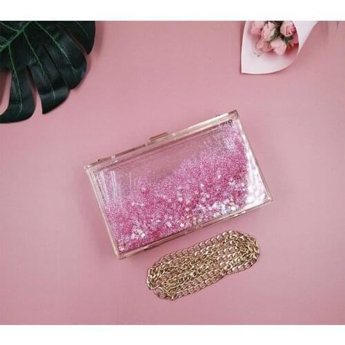 Wholesale Fashion Transparent Acrylic Clutch Box Bag Clear Purse Women Bag Evening Handbag