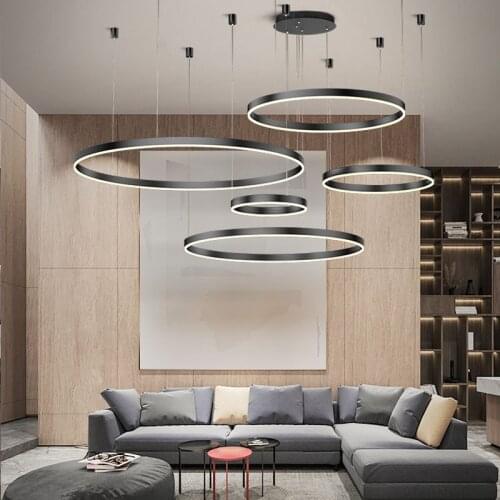 Postmodern LED Circle DIY Chandelier Light Fixtures For Home living room shop restaurant decoration 110v 220v