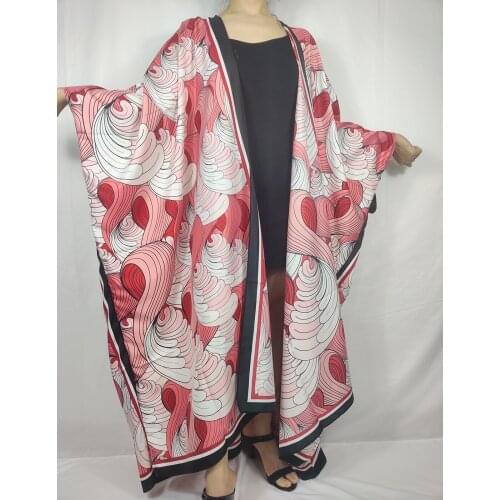 Casual 2021 Popular Open Front Printed Boho Silk Long Cardigan For Women Kuwait Muslim Abaya Vacation Kimonos For Swimwear