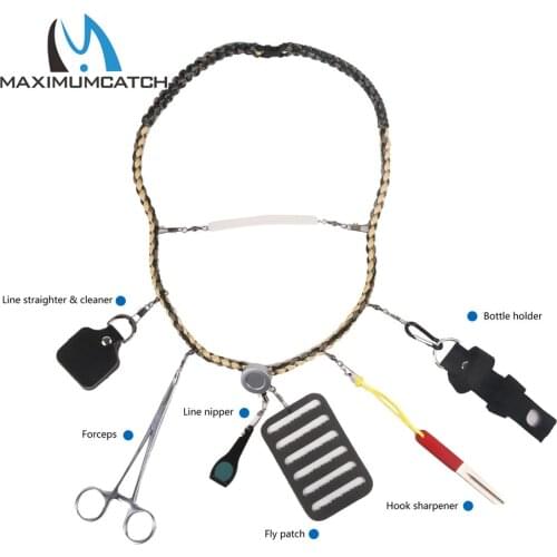 Maximumcatch Fly Fishing Lanyard W/ Fishing Forceps Line Cleaner Nipper Patch Holder Tools Fishing accessories Combo