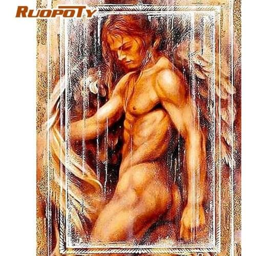 RUOPOTY Naked Man Figure Painting By Numbers 40x50cm Frame Home Living Room Decoration Hand Painted Artcraft Acrylic Oil Paint
