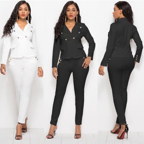 Sexy New Leisure Fashion European and American Style Foreign Trade Womens Suits Black and White Two Colors