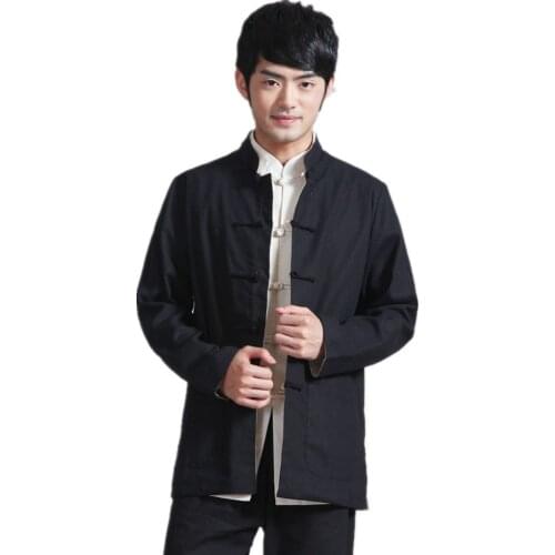 Shanghai Story Two Side revisiable chinese traditional Two-sided wear mandarin collar Jacket Linen chinese kung fu Shirt men
