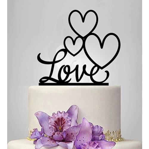 Wedding Acrylic Cake Topper Black Sweet Together In Love Cupcake Topper For Propose Marriage Valentine Party Cake Decorations