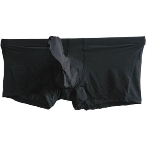 Sexy Mens Bulge U Pouch Boxer Shorts Underwear Ice Silk Breathable Solid Trunks Cuecas Elastic Quick Dry Lingerie Underpants
