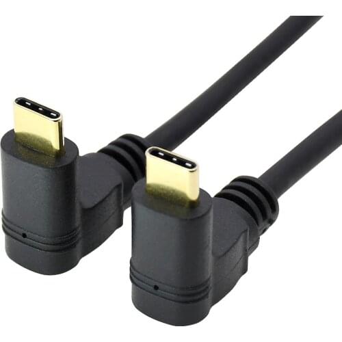 USB 3.1 GEN2 10Gbps usb c cable gold plated connector 90 degree angle type-c male to type c male data and fast charge cable 1ft