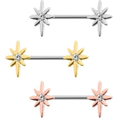 1Pcs New Fashion Simple Human Body Piercing Jewelry Pointed Cone Lightning Star Diamond Nipple Nails Body Jewelry for Women