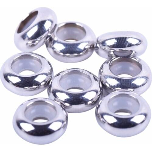 3-Size 50 pcs 304L Stainless Steel Rubber Stopper Spacer Beads inlaid with rubber ring for Charms Bracelet Making--PAT240