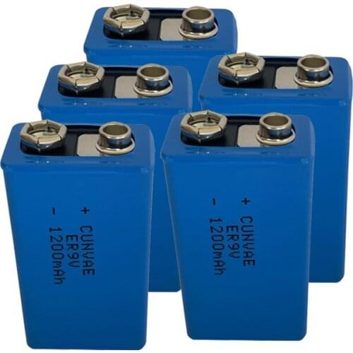 5PCS 1200mAh 9 Volt ER9V li-ion Battery 6F22 6LR61 9V Li-SOCl2 Lithium Batteries for RC Helicopter Model Microphone Toy