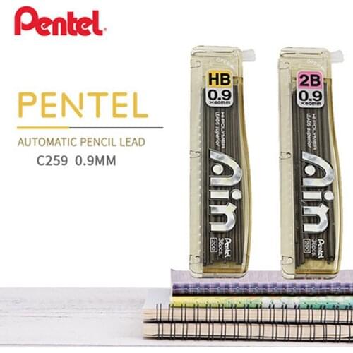 3 Pcs/Lot Pentel C259 superior hi-polymer anti-cracking 0.9mm HB/2B mechanical pencil leads super hard pencil refills