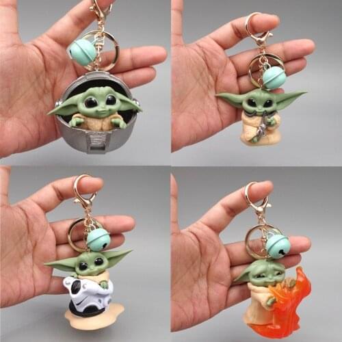 4Pcs Baby Yoda Keychain Anime Figure Yoda Model Keychains Bag Car Keychain Pendant For Kids Best Gift