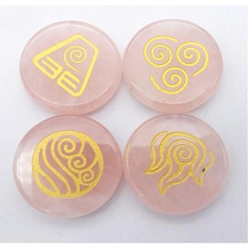 4Pcs/set 25x6mm Wholesale Natural Rose Quartz Seven Chakras Reiki Healing CAB DIY Jewelry Accessories S184