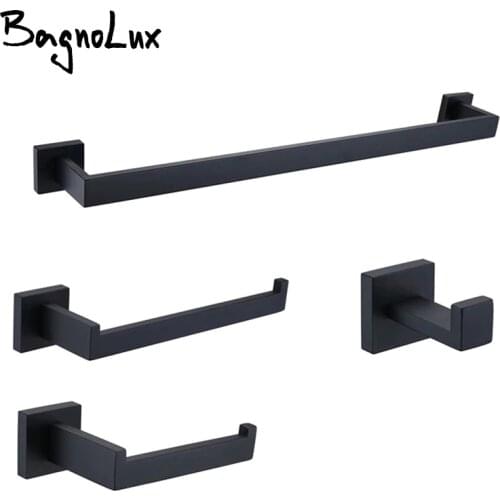 Bathroom Accessories Bathroom Hardware Set Black Robe Hook Towel Rail Bar Rack Bar Paper Holder Shelf