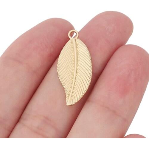20 x Gold Tone Tree Leaf Charms Pendants Beads 2 Sided for DIY Earrings Bracelet Jewelry Making Accessories 28x12mm