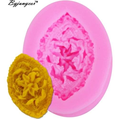 Byjunyeor F1208 Epoxy UV Resin Lilies Silicone Mold Fondant Cake Flower Lily Moulds Cupcake Wedding Cake Decorating Design