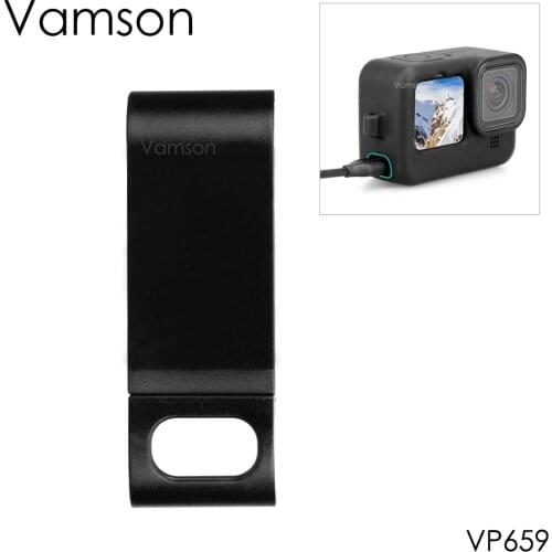 Vamson for GoPro Hero 9 Black Battery Protection Cover Adapter with Silicone Sleeve Tempered Film Accessories for GoPro9 VP659D