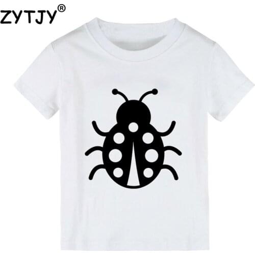 Ladybug Print Kids tshirt Boy Girl t shirt For Children Toddler Clothes Funny Tumblr Top Tees Drop Ship Y-126
