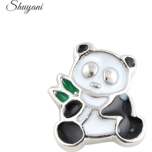 F409 Wholesale 20pcs/lot New Arrival Cute Panda Animal Charms Fit Glass Lockets Free Shipping