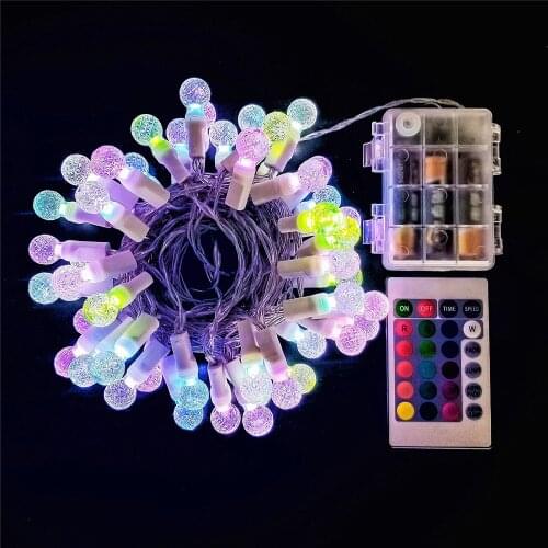 5M 50LEDs RGB light String Remote Control Ball Battery light Wedding Holiday Romantic Decoration Colorful String Lights