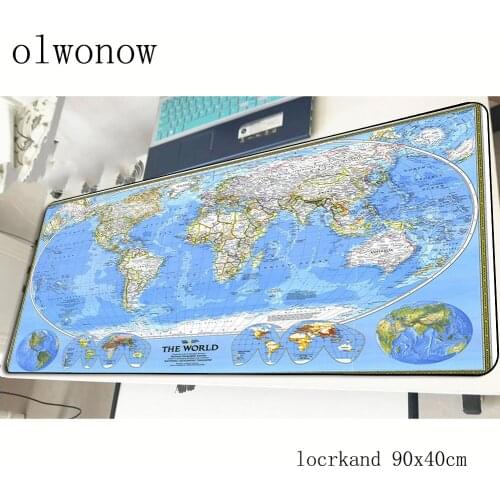 World map pad mouse computer gamer HD print mouse pad 900x400x3mm padmouse High quality mousepad ergonomic gadget office mats