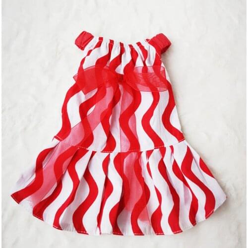 Red Evening Dress For Short Party Dog Clothes A-type Elegant Dresses For Girls Wave Pattern Skirt For Dog Schnauzer Clothing XXL