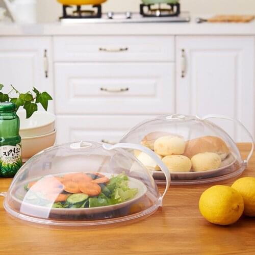 Microwave Oven Oil-Proof Cover Plastic Dust Anti-scalding Cover Handle Transparent Food Fresh-keeping Lids Kitchen Accessories