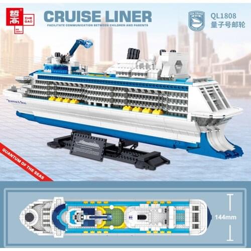 ZHEGAO MOC QL1808 Creator Stree View Series Cruise Liner Model Toy Ship Model Building 2428PCS Block Toys Kids Gift Set