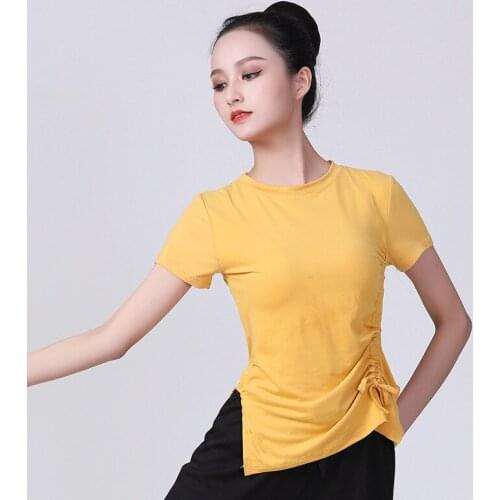 Fashion Modern Ballroom Short Sleeve Sexy Latin Dance Clothes Top For Women/female,tango Round Neck Costume Performance Wears