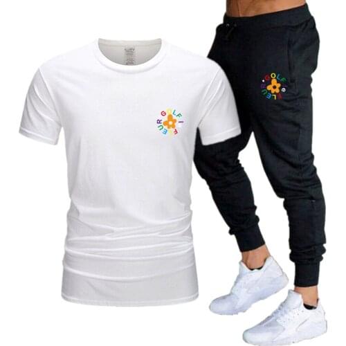 2021 New Suit Golf Flower Printing Hip-Hop Fashion Summer Men Graphic T-Shirt Cool Sweatpants Joggers Pants Tops Streetwear