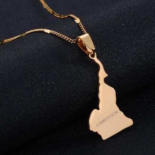 Stainless Steel République du Cameroun Map Pendant Necklace Douala Yaounde Cameroon Map Charm Jewelry