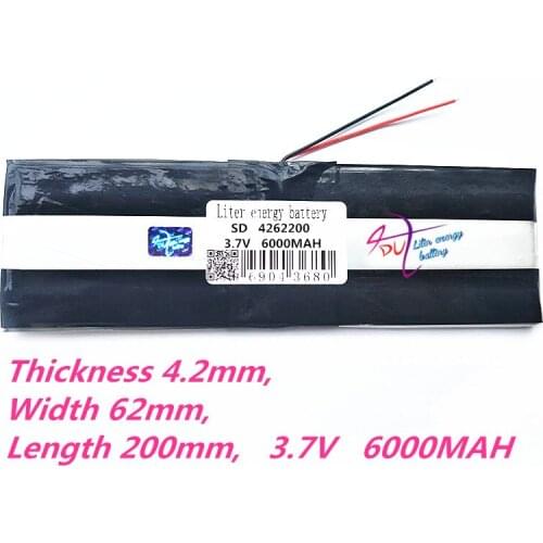 Rechargeable Li-Polymer Li-ion Battery For 4262200 3.7V 6000MAH 4262100*2 GPS Tablet PC MID iPAQ E-book Power bank