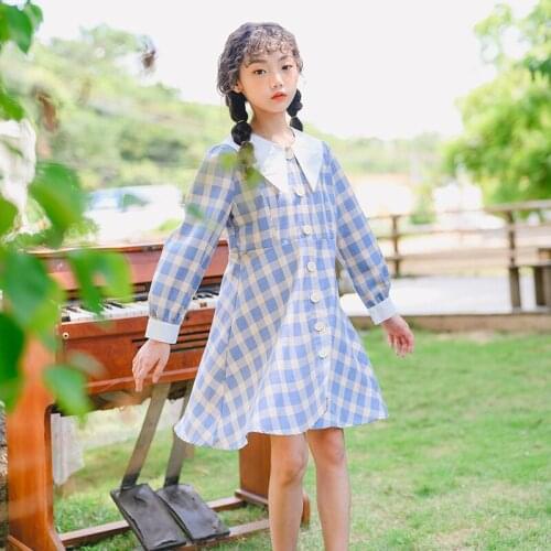 YourSeason Teen Girls College Style Dresses Fashion Children Clothing Kids Elegant Princess Plaid Dress 2020 Autumn Spring