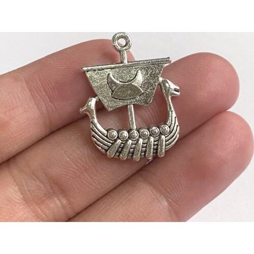 4pcs /Lot 21x26mm Viking Ship Charms Tibetan Silver Color Pendant For Making Fit DIY Jewelry Handmade Keychain Accessories Craft