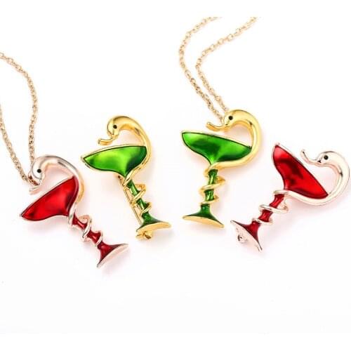 Snake Cup Pendant necklaces Metal Enamel Red Green Trophy Memorial Cup Necklace Animal Clubs Badge Gift For Women Men jewelery