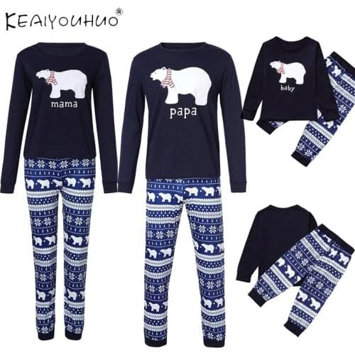 Polar Bear Christmas Clothes Family Look Matching T-shirt Suit Baby Girl Boys Home Pajamas Tshirt Mother Daughter Son Outfits