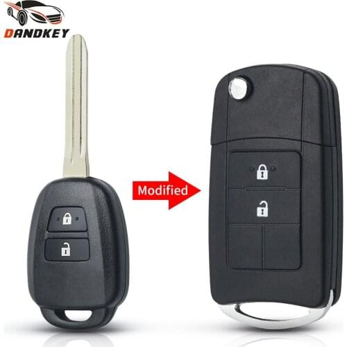 Dandkey For Toyota Camry RAV4 2012-2015 Corolla 2014 2015 Replacement Flip 2 Buttons Remote Modified Key Shell TOY43 Blade
