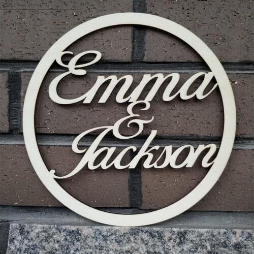 Custom Wedding Sign Hoop Style Circle with Names or Phrase Wood Vintage Wedding Decor Wall Sign for Bride & Groom