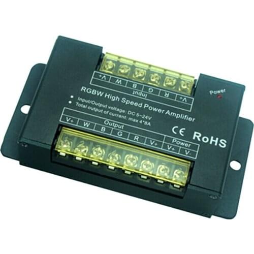 AP103 RGBW High speed led power amplifier;DC5-24V;Output:4channels; Max Output current :4*8A; Max Output power: 160W/5V 384W/24V