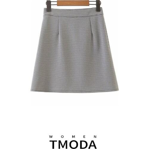 TMODA 2020 Elastic Waist Skirts New Hot Sales Women Preppy Style Girls Cute Sweet Korean Style Design High Waist Plaid Skirts
