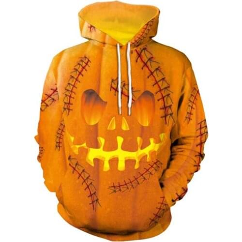 Women 3D Printed Drawstring Pullover Sweatshirt Unisex Women Men Casual Halloween Party Funny Pumpkin Hooded Hoodies Outfit Wear