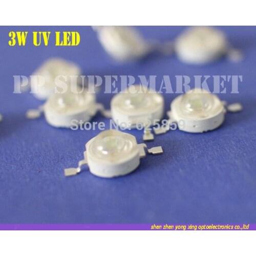 10pcs 3W UV ultraviolet 395-400nm high power LED 3watt purple Light