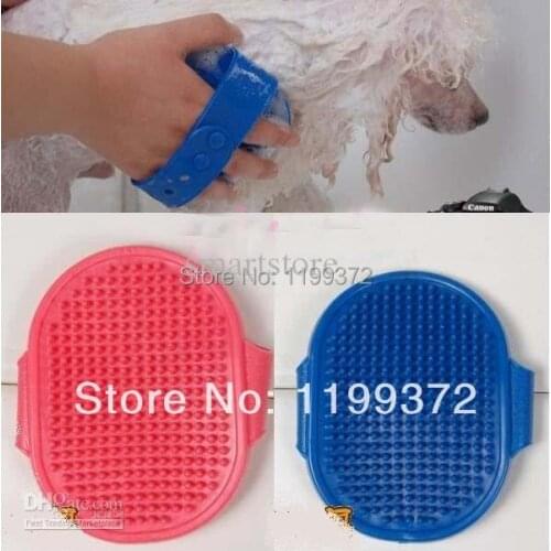 100pcs/lot Blue Red Pet Cat Dog Rabbit Rubber Breed Massage Massager Grooming Bath Pet Dog Cat Glove Hair Brush Comb Rake