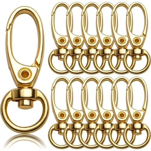 20pcs 35mm Swivel Trigger Clips Metal Keyring Clasps Clips Snap Hooks for Hanging Key Chains Dog Leashes Craft Decorations, Gold