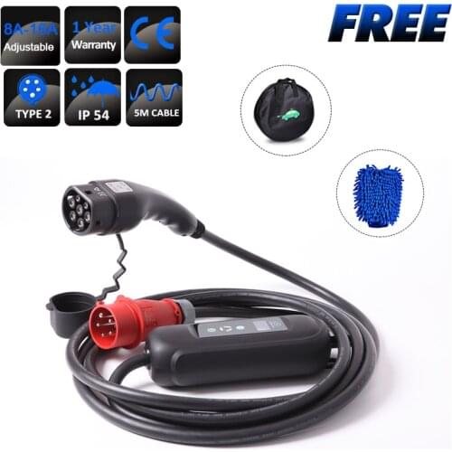 3 Phase Type 2 16A 11KW IEC 62196 Fast EV Charging Cable Portable With Current Adjustable CE For Electric Car