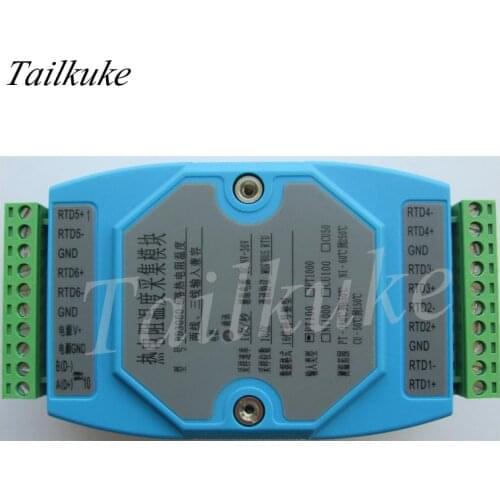 6 channels PT100 PT1000 temperature collector acquisition module temperature transmitter MODBUS RTU