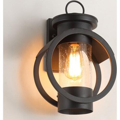 American Wrought Iron Antique Outdoor Wall Lamp Hotel Waterproof Courtyard Lamp Balcony Outdoor Gate Wall Lamp