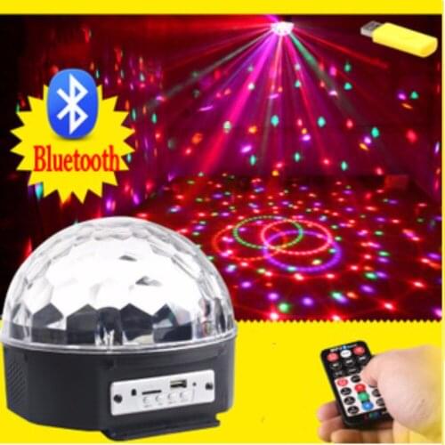 Bluetooth MP3 6LED Crystal Magic Ball Led Stage Lamp KTV Disco Laser Light Party Lights Sound Control Laser Projector Music KTV