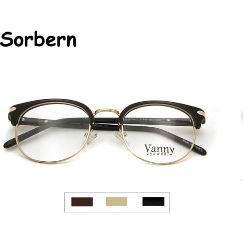 Brand Designer Alloy Eye Glasses Frames For Men Semi Rimless Eyeglass Frame Club Vintage WomenS Round Korean Eyeglasses Miopia