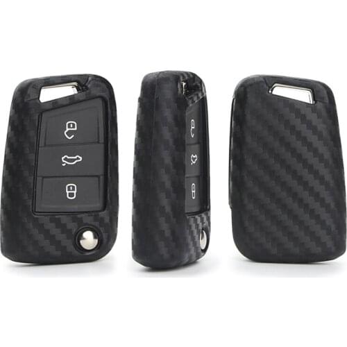 Carbon Fiber Pattern Car Key Case Cover Shell for VW Polo 2016 Golf 7 MK7 Tiguan For Skoda For Seat Car Interior Accessories